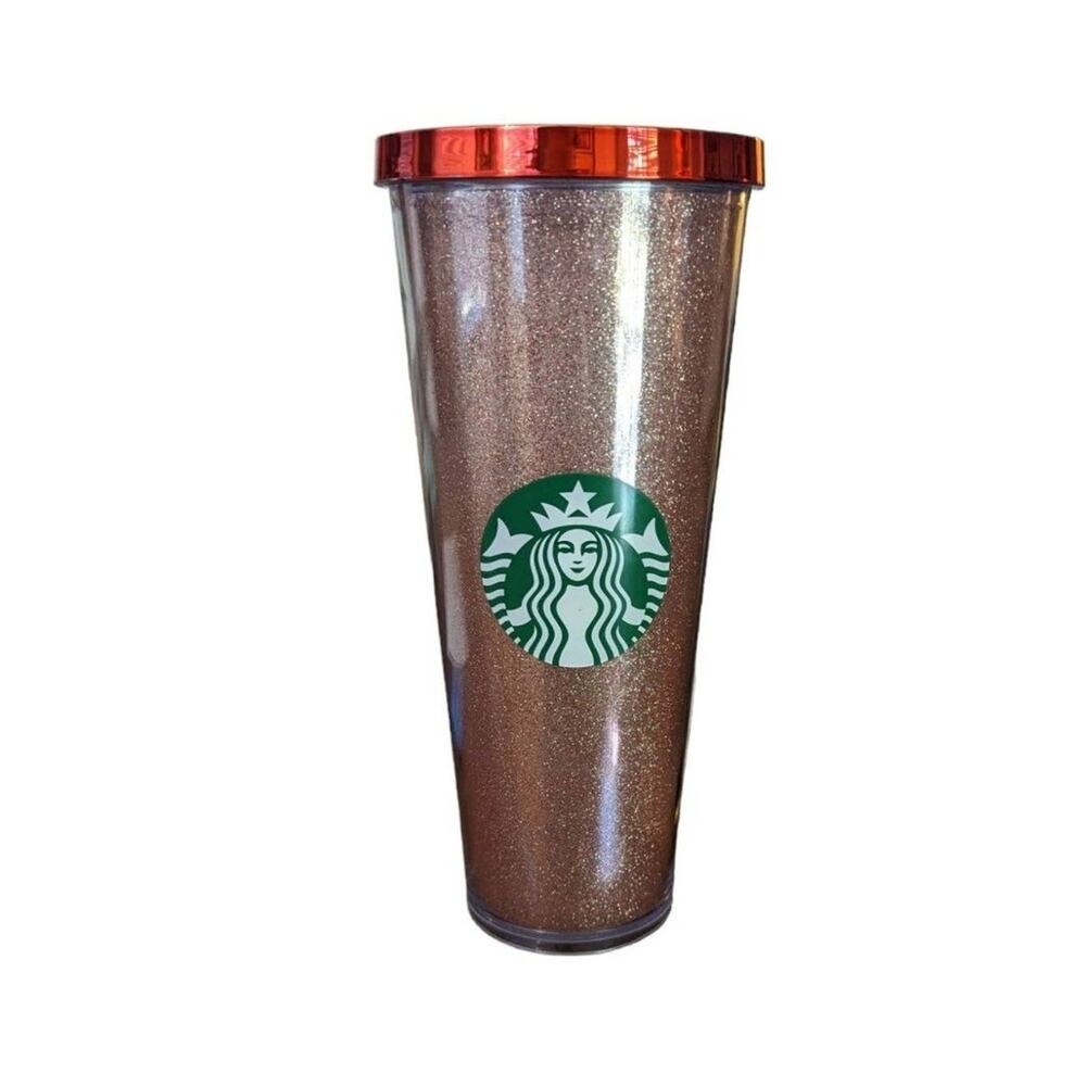 Starbucks 2015 Dot Collection RED Glitter Cold Cup 24 fl